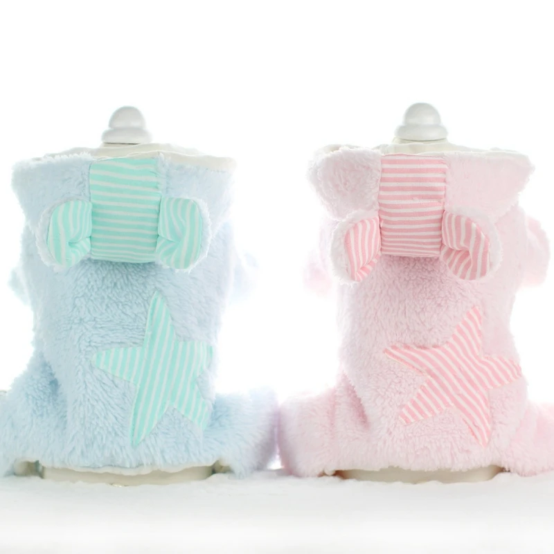 

Wool Rabbit Dog Jumpsuit Winter Leather Pet Clothes Warm Padded Pets Hoodies Coat Puppy Cat Costumes Four-legged For Small Dogs