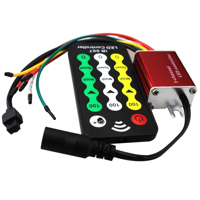 

6pcs/pack DC 12V-24V 3 channel waterproof led dimmer ir remote controller for single color 5050 3528 5630 led strip luces strip