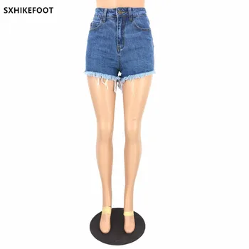 

Women Shorts New Arrival Mid Hole Short Jeans Feminina Woman 2019 New European And American Fan Sexy Zipper Hairy Light Shorts