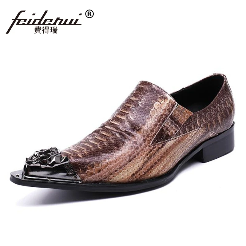 Plus Size Luxury Alligator Pointed Toe Slip on Man Wedding Party Loafers Genuine Leather Men's Runway Dance Shoes For Male SL115