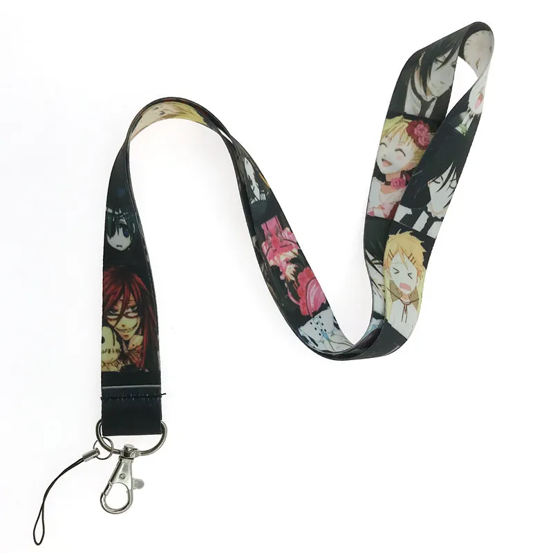 

10 PCS/LOT Anime Black Butler Toys Fabric Lanyard Ciel Sebastian Grell Kuroshitsuji Doll Phone Straps Pendant wholesale