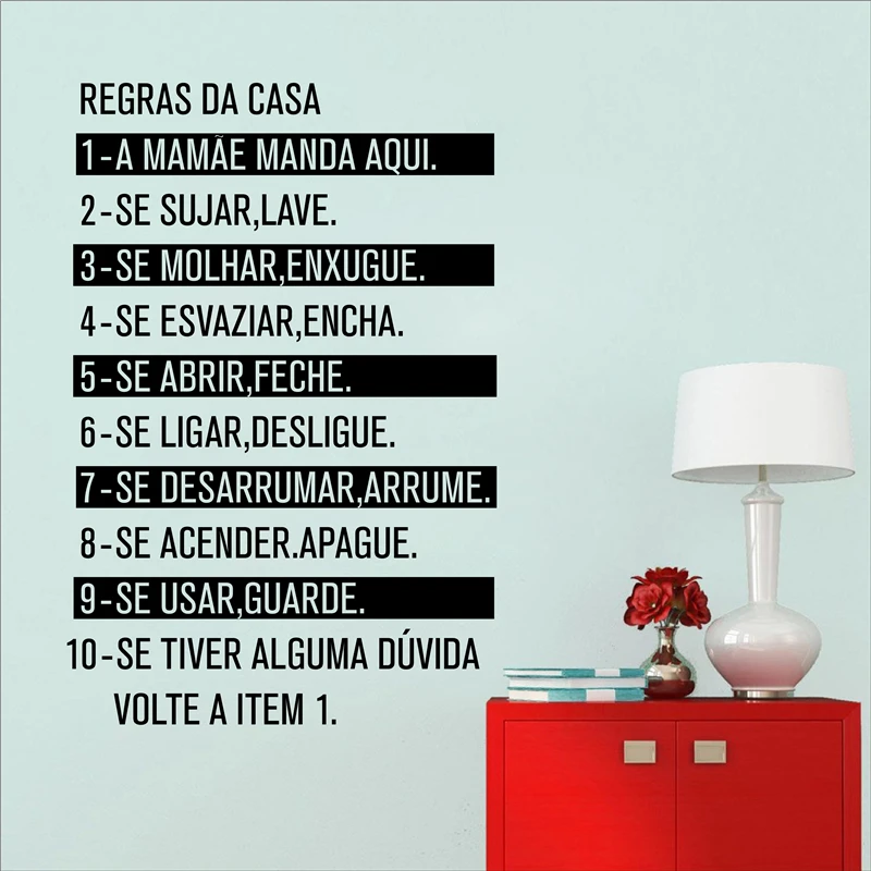 Portuguese family rule sticker home decor