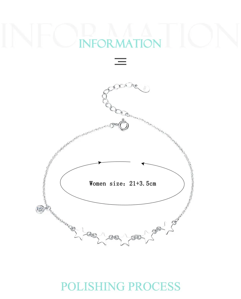 Belawang Аутентичные 925 стерлингового серебра шепот ножной браслет со звездой с чистый Чешский хрусталь Круглый ножной браслет для женщин Роскошные серебряные ювелирные изделия