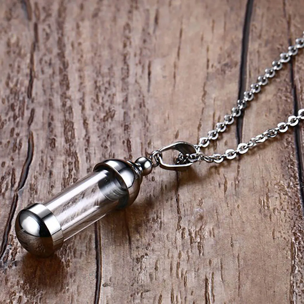 

2019 Removable Perfume Bottle Pendant Necklace For Women Stainless Steel Glass Bottle Pendant Necklace With Chain