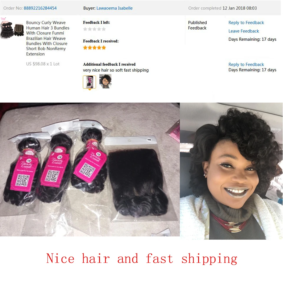 Bouncy Curly Weave Human Hair 3 Bundles Deals With Closure Funmi Brazilian Hair Weave Bundles With Closure Peruvian NonRemy Bouncy Curly Weave Human Hair 3 Bundles Deals With Closure Funmi Brazilian Hair Weave Bundles With Closure Peruvian NonRemy
