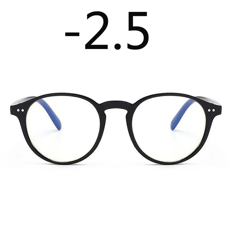Готовые Очки для близорукости женские белые и черные овальные оправы прозрачные линзы прицельные очки по рецепту 0-1-1,5-2-2,5-3-3,5-4 - Цвет оправы: black -2.5