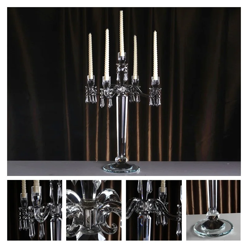 5-Arms кристальная колонна канделябр, подсвечник для свадебного украшения, подставка для домашнего декора канделябры - Цвет: 1316