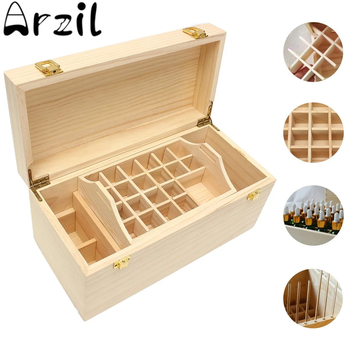 

2 Drawer Storage Case 5ml~100ml 49 Slots Essential Oil Bottles Wooden Box Pine Wood Storage Holder Container Portable