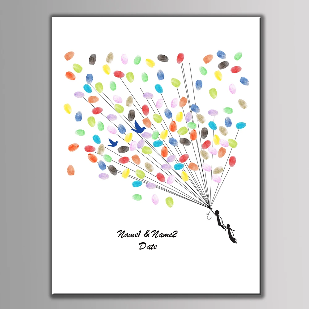 Customize Name Fingerprint DIY Signature Guest Book For Wedding Baby Shower Birthday Party Decoration Tree | Дом и сад