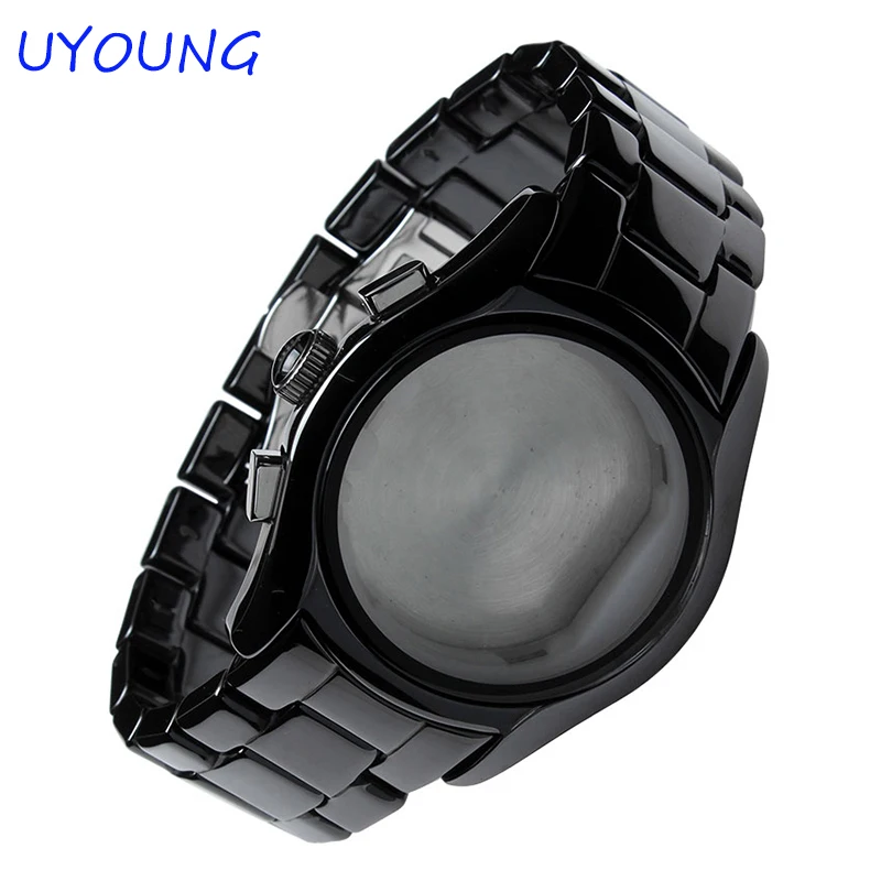 

Wrist watchband 22mm Watch Accessories Black Ceramic Watch Band Strap watch case deployment Watch buckle For AR1400