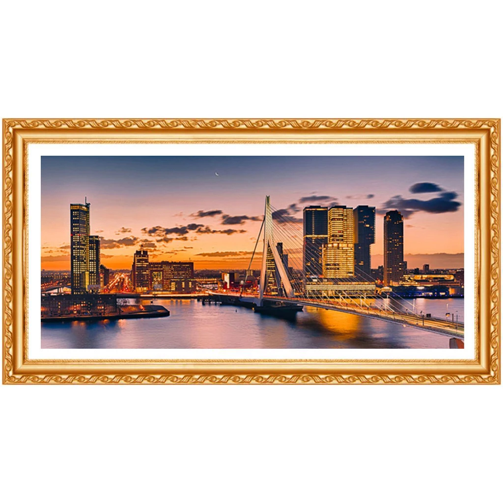 5D DIY Diamond embroidery Rotterdam Bridge diamond painting Cross Stitch full square Rhinestone home decoration