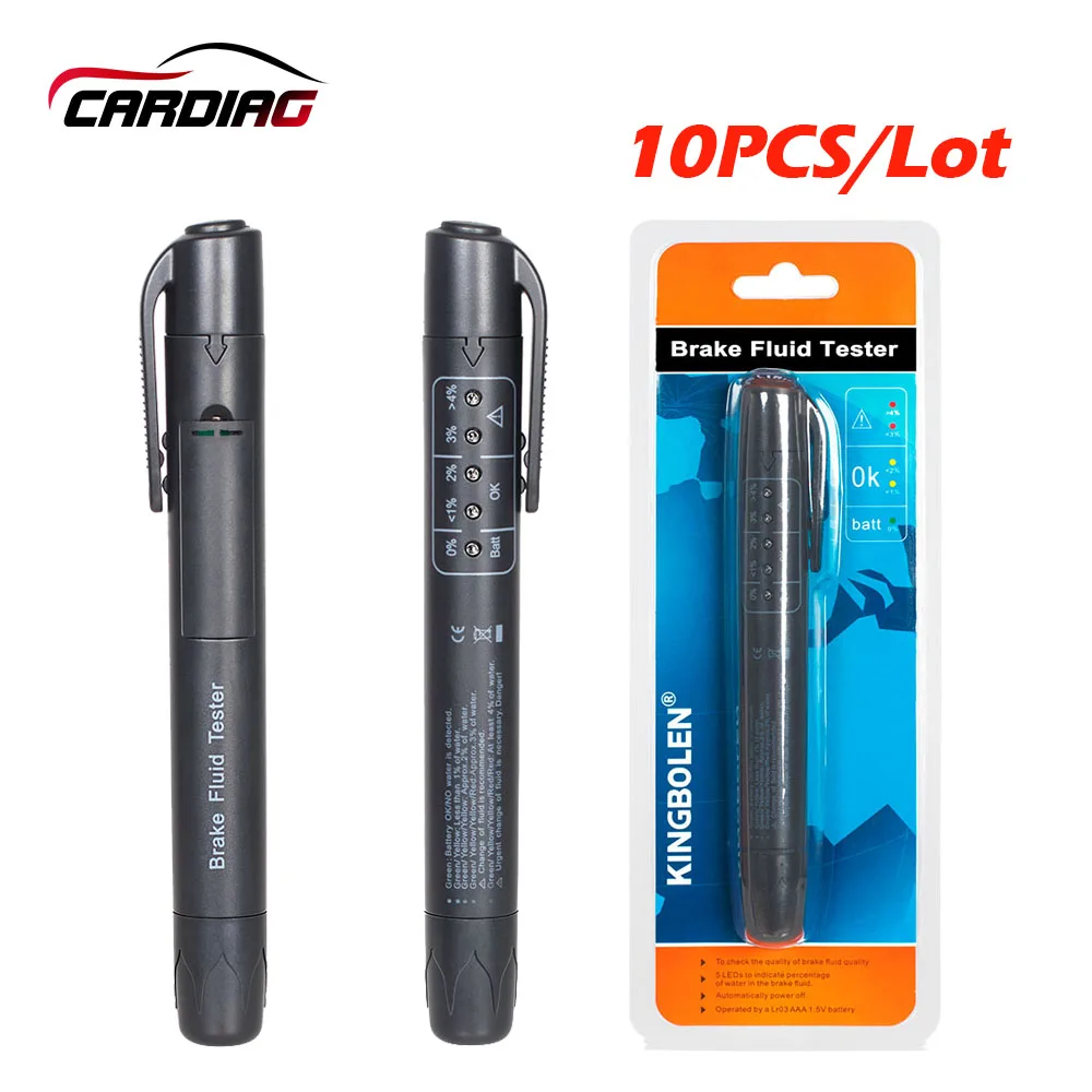 

10pcs/Lot High quality Brake Fluid Tester 5 LED Car Vehicle Auto Automotive Testing Tool for DOT3/DOT4 Free shipping
