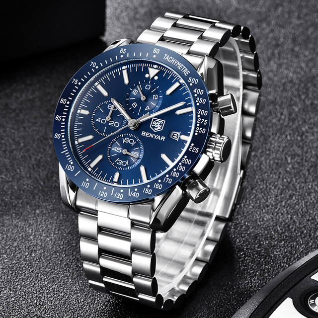 BENYAR 2018 New Men Watch Business Full Steel Quartz Top Brand Luxury Casual Waterproof Sports Male Wristwatch Relogio Masculino