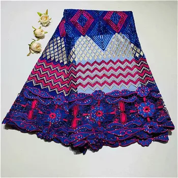 

High Quality Swiss Voile Laces Switzerland Cotton African Dry Cotton Lace Fabric stones Blue White Nigerian Voile Lace 5yards