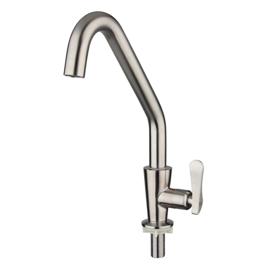 Single cold water faucet Kitchen faucet brushed kitchen tap 304stainless steel Single Handle Single Hole Deck Mounted Ceramic