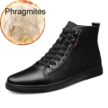 

Phragmites Fashion Embroider Genuine Leather Shoes Hot Sale Russia Men Boots Four Season High Quality Winter Boots Men Flats