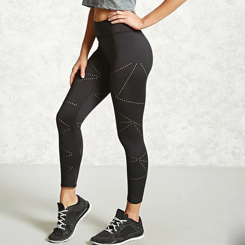Women's Leggings Sexy Hollow Out Patchwork Leggings Activewear Adventure Casual New Fitness Sportwear