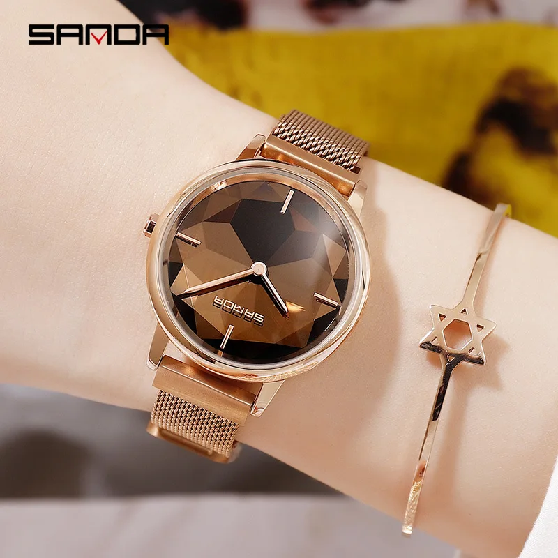 

New Luxury Sky Watch Women Fashion Diamond Cutting Mirror Female Trend Milan Mesh Belt Magnet Quartz Wristwatches Lady Gift 2019
