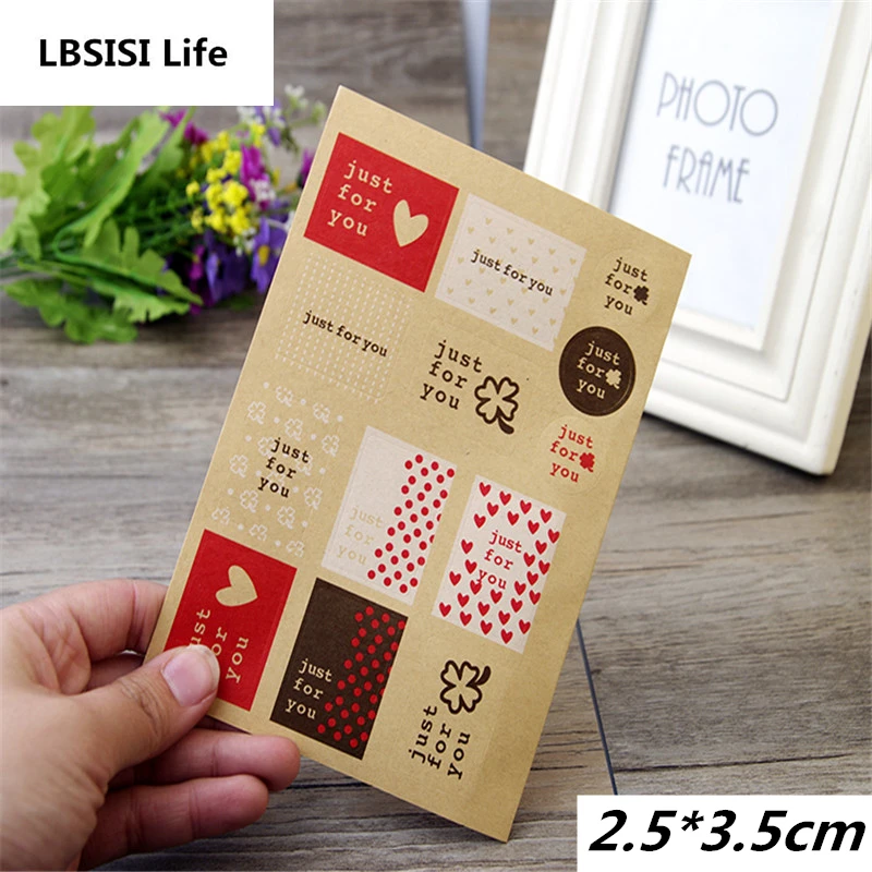 

650pcs Just For You Love Red Heart Seal Sticker Tags For Gift Packing Bag Box Home Wedding Decorative Self Adhesive Sticker