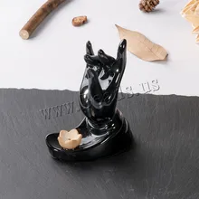 Buddha Hand Ceramic Backflow Incense Burner Smoke Waterfall Stick Incense Holder Creative Home Decor Smell Aromatic Home Office