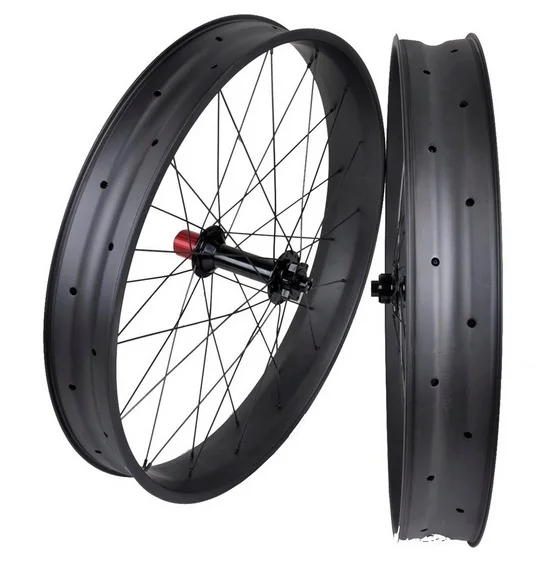 

26er Chosen hubs Fat bike Wheels Carbon tubuless disc brake thru-axle snow wheels 80mm UD Matt front 135mm rear 197mm sand bike