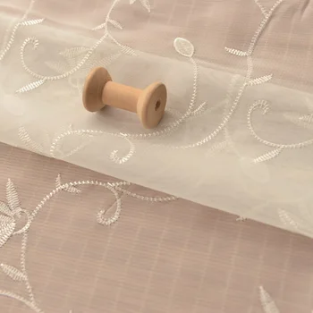 

Special light beige jacquard foliage chiffon fabric xiemei shirt jacket jacket han clothing door curtain fabric