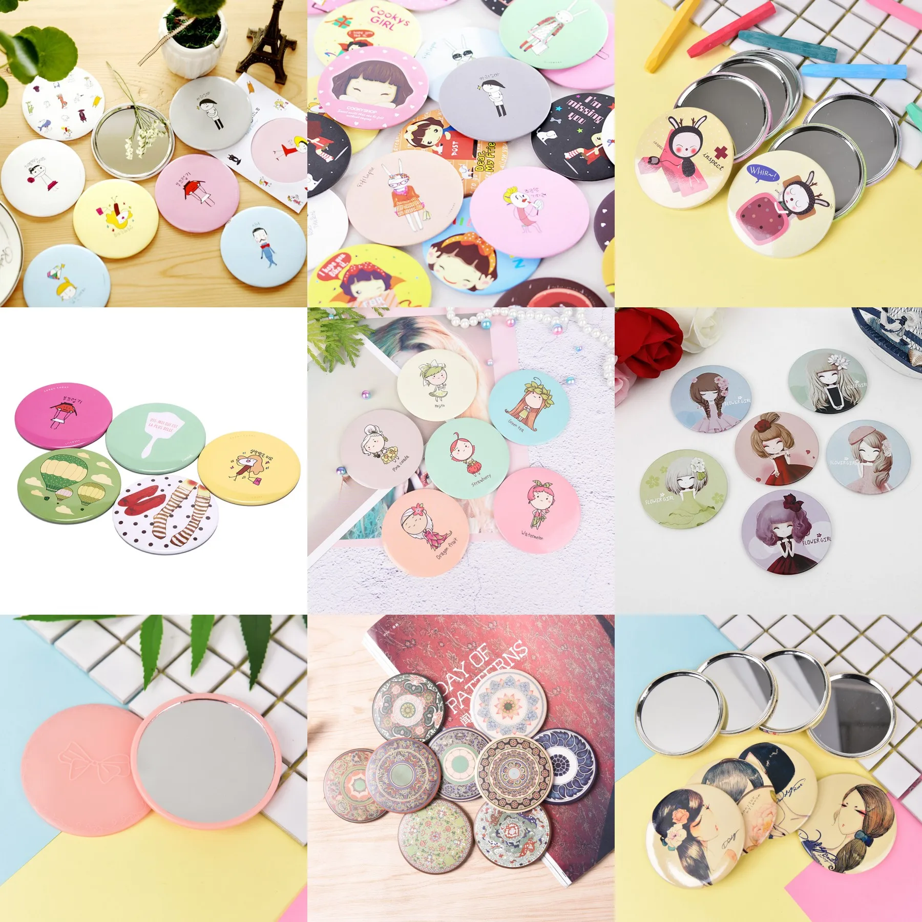 

1Pc Mini Pocket Round Metal Mirrors Makeup Mirrors Portable Makeup Mirror Cosmetic Compact Gift Beauty Tools for Girl's Random