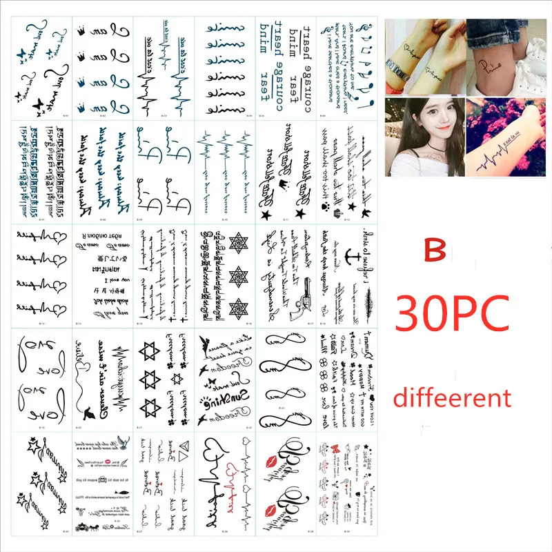Новые Сексуальные 30 шт/партия Временные татуировки стикер цветок анимелиал мгновенные татуировки боди-арт Водонепроницаемая рука поддельная бумага для тату смешанный узор - Цвет: B