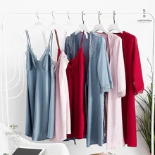 Сексуальное женское шелковое кимоно из вискозы, банное платье, атласная кружевная отделка, одежда для сна, свадебное платье подружки невесты, 2 шт., домашнее платье, ночная рубашка, ночная рубашка