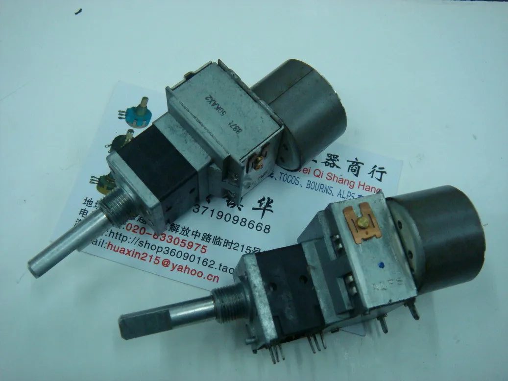 

[VK] Japan ALPS 18 double potentiometer with motor A50K 50KAX2 handle length 30MMF switch