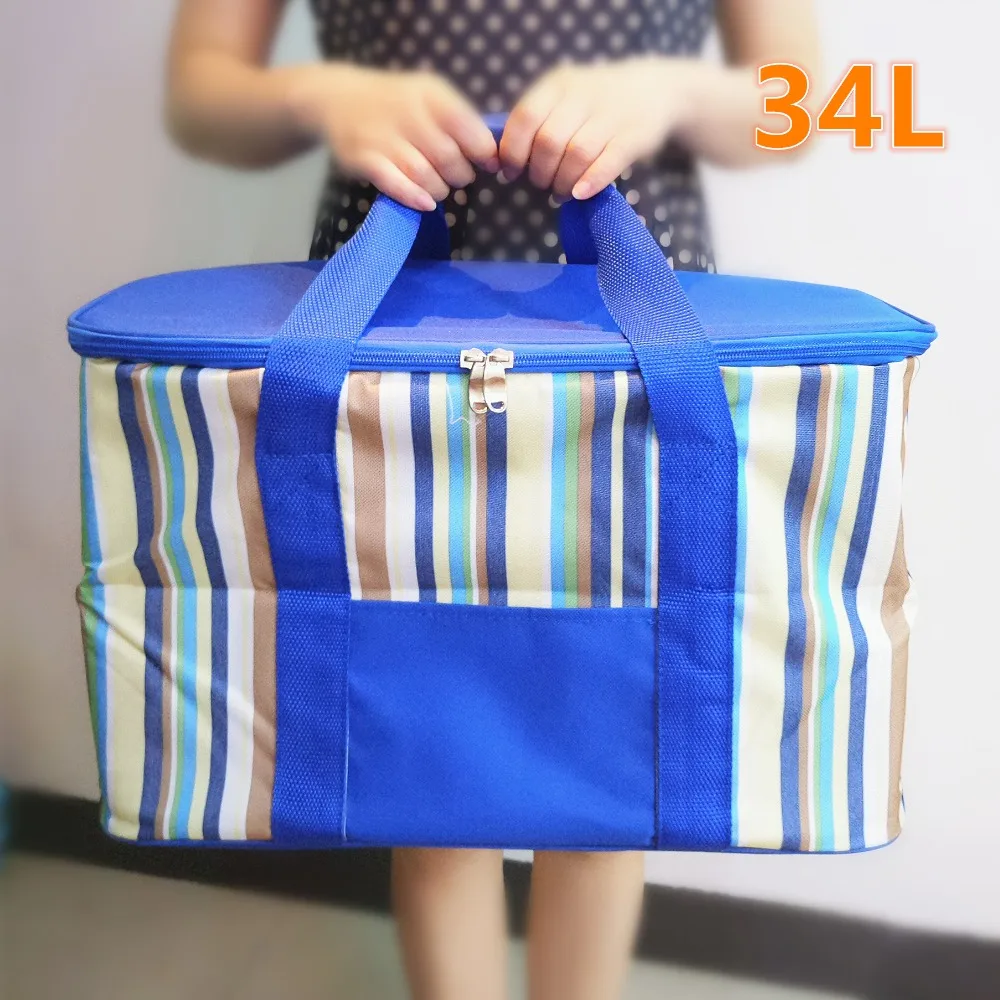34L large Oxford cloth cooler bag ice bag thickened heat insulation