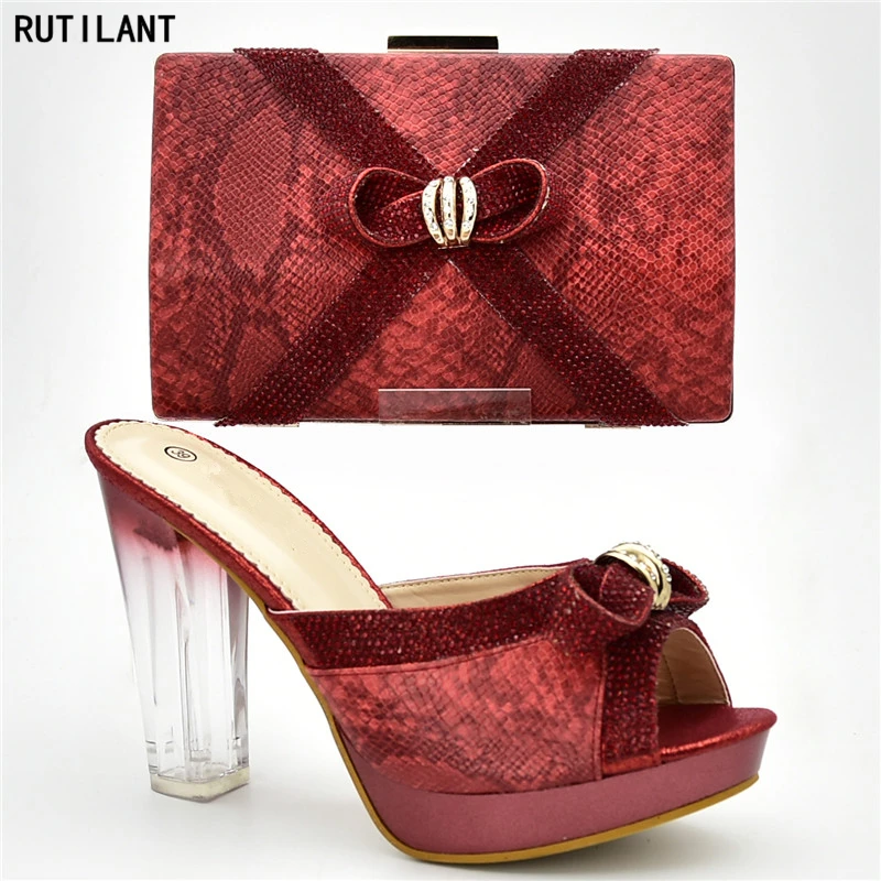 

Latest Design Italian Shoes and Bags Set Envio Gratis High Heels Open Toe Sandals Italian Shoes with Matching Bags for Women
