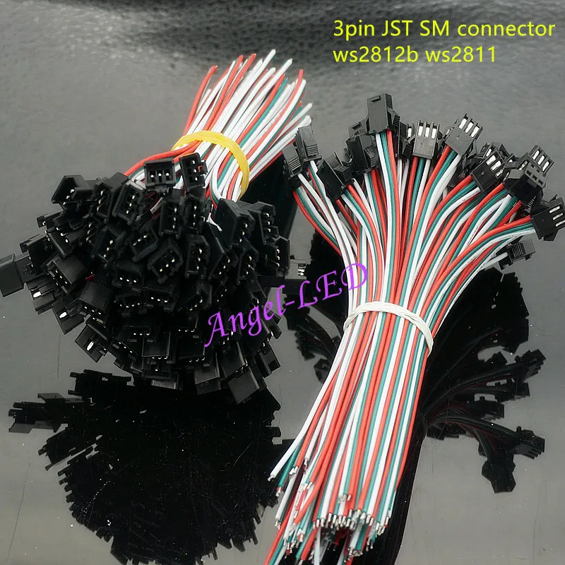 50-Pairs-3-Pin-JST-SM-Female-Male-Connectors-For-WS2812B-WS2811-WS2812-LED-Strip-15CM