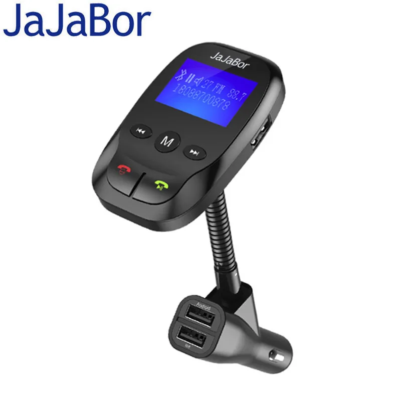 

JaJaBor FM Transmitter Bluetooth Car Kit Handsfree AUX Car MP3 Player Large Screen Dual USB Car Charge for IOS and Android Phone