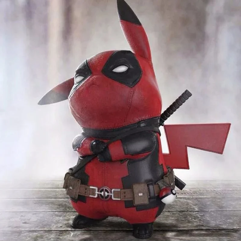 

Funny Kawaii Pikachu Cosplay Deadpool Style PVC 15cm Action Figure Toys with Retail Box