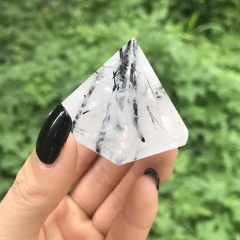 

Natural Black Tourmaline Crystal Quartz Rutilated Pyramid for Decor as gift