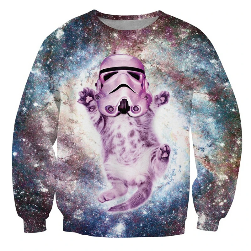 

Women/Men Cat Trooper Crewneck Sweatshirt faceless enforcer Galactic Empire Funny cats sparkly stormtrooper helmet kitty Jumper