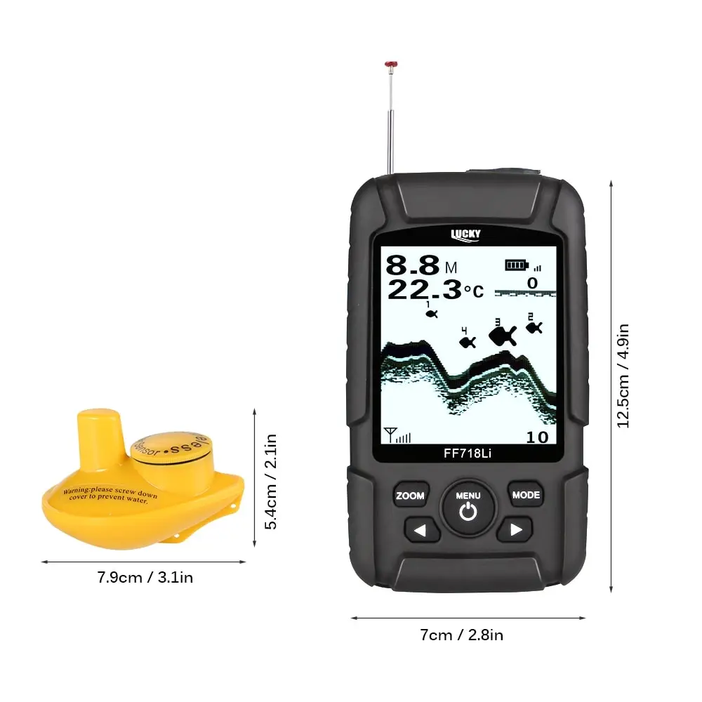 محظوظ FF718Li-W صياد السمك رصد مكتشف السمك الموجي اللاسلكي الأسماك Detector180m LCD LED عودة الإضاءة صدى أسلم دي Pesca