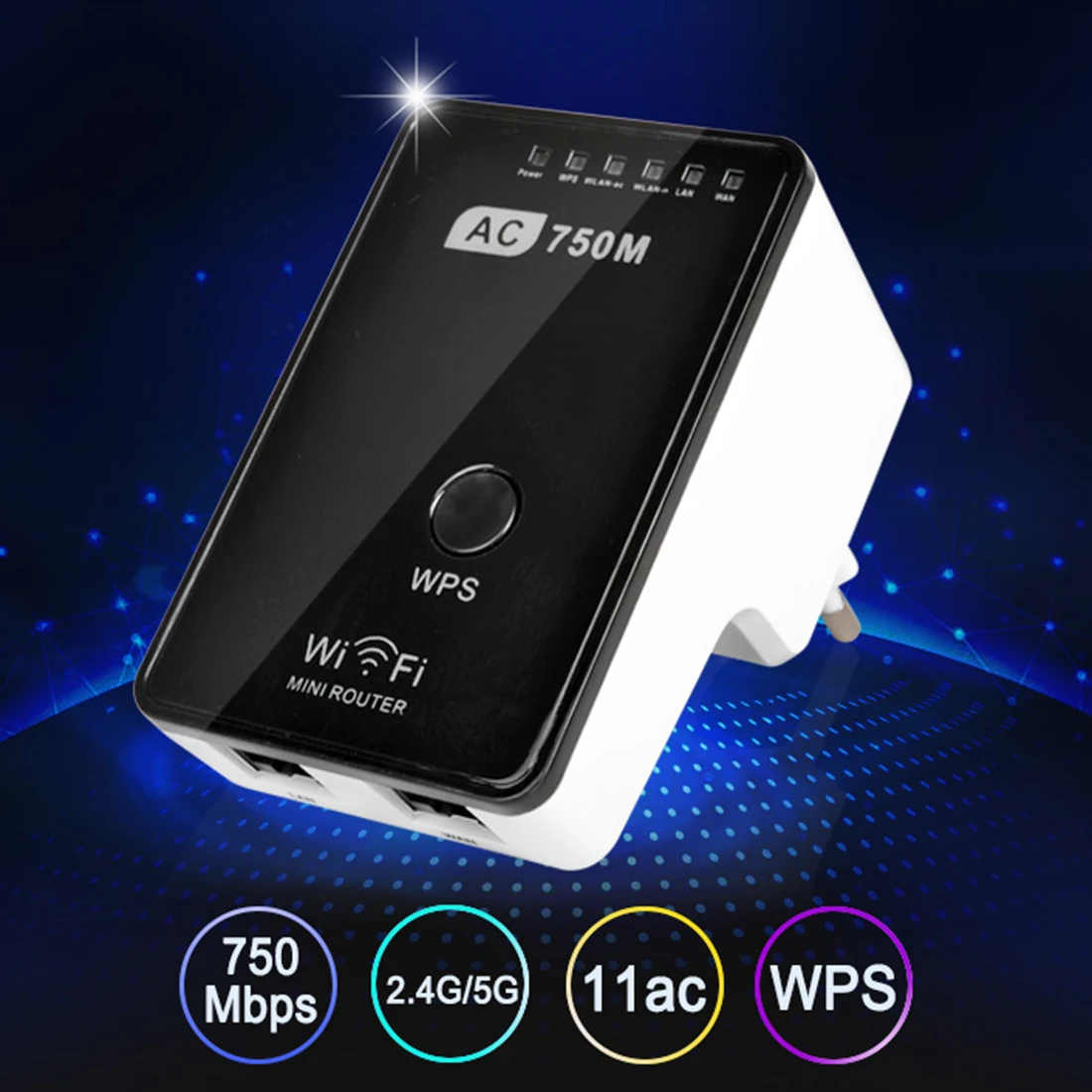 2016 New AC750 WiFi Range Extender Router Reapter Boosters 2.4Ghz & 5Ghz Dual Band Max. 750Mbps 802.11ac EU/US