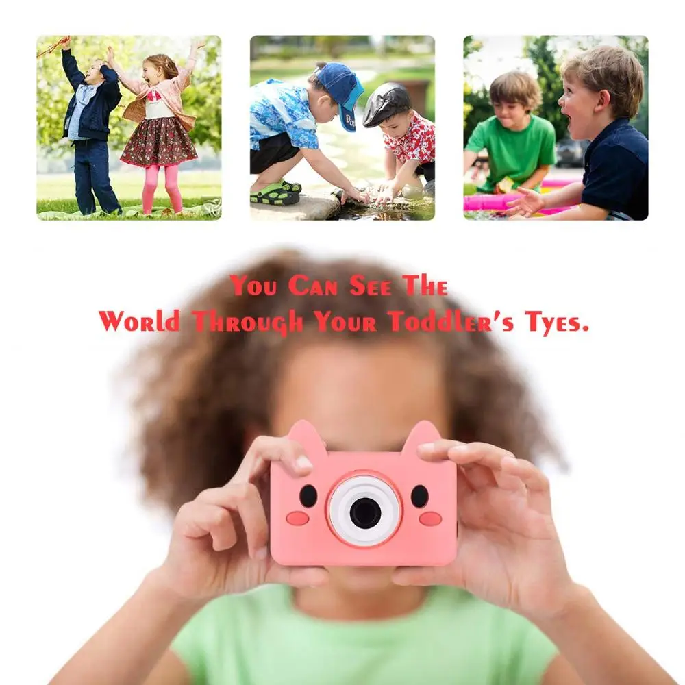 

Digital Kids Camera Cute Cartoon Mini SLR Point Shoot Camera For Children Birthdays Gift CMOS 2inch Full HD Kids Boys Camcorders