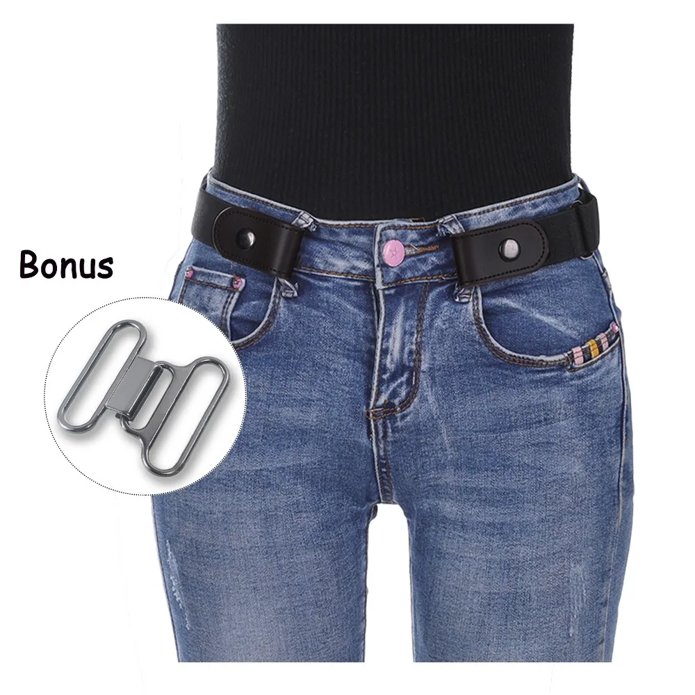 

AWAYTR Unisex No Buckle Belt For Women Men 2 Sizes Elastic Belt for Jeans Pant Belt Without Buckle Stretch Waistband No Buckle