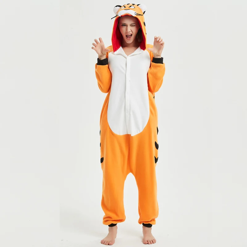 Мягкий Бенгальский Тигр кигуруми животных взрослых Onesie оранжевые пижамы для сестры для женщин косплэй унисекс пижамы этап Хеллоуин костюм