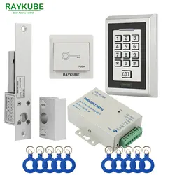 Raykube Стекло двери Управление доступом Kit Электрический Болт замок + Металл RFID считыватель клавиатуры для Стекло двери, безрамные