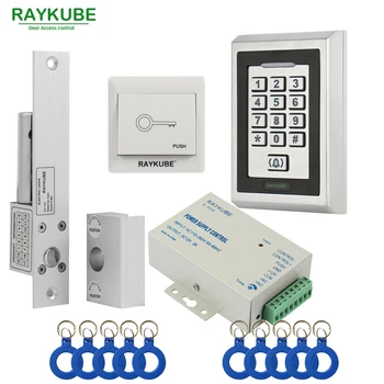 

RAYKUBE Glass Door Access Control Kit Electric Bolt Lock + Metal RFID Reader Keypad For Glass Door Frameless