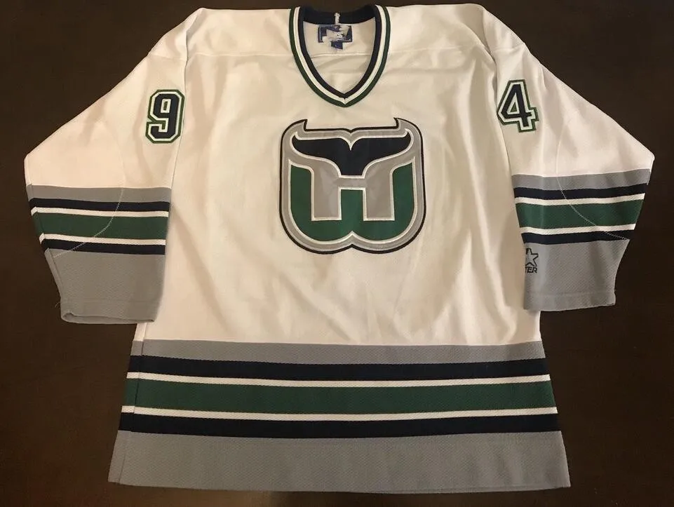 

Rare Vintage Starter Hartford Whalers Brendan Shanahan Hockey Jersey Embroidery Stitched Customize any number and name Jerseys