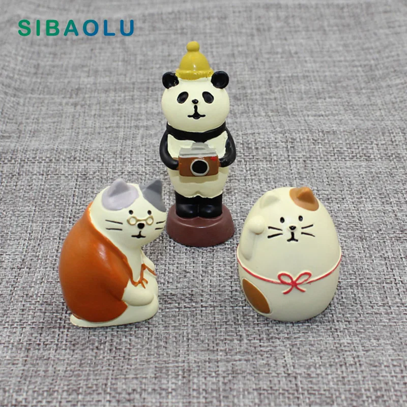 

Cat Granny Fat Cat Panda Miniature figurine Japan Zakka Resin Toy wedding decoration fairy garden statue Home garden Decole