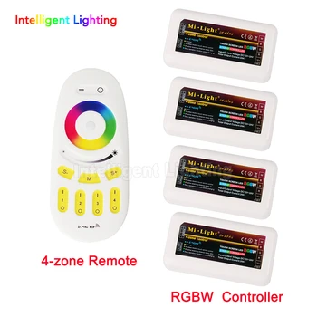 

Mi Light Wireless RF Remote Control + 4 x RGBW LED Controller 2.4G 4-Zone Groups RGBW For 5050 3528 Led Strip Light