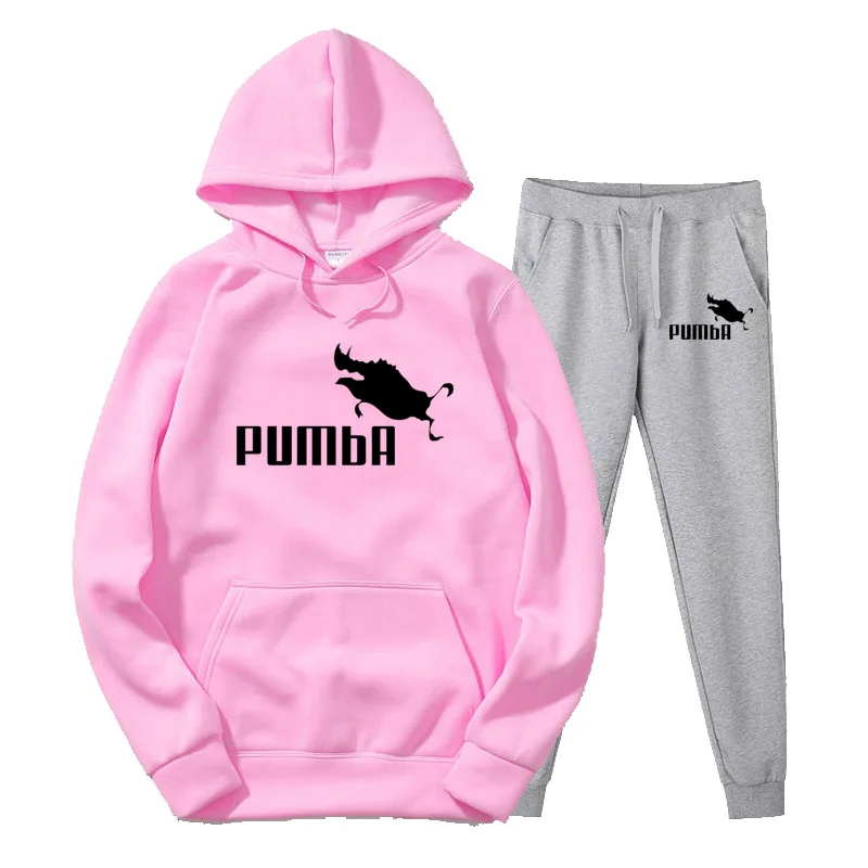Новая мода Pumba(Пумба) свитер с капюшоном Для мужчин/Для женщин толстовки с капюшоном для девочек+ спортивные штаны, костюмы осень-зима флисовый пуловер с капюшоном - Цвет: pink 1