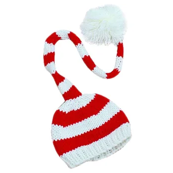 

MACH-Christmas Crochet Knit Baby Photo Hat White Red