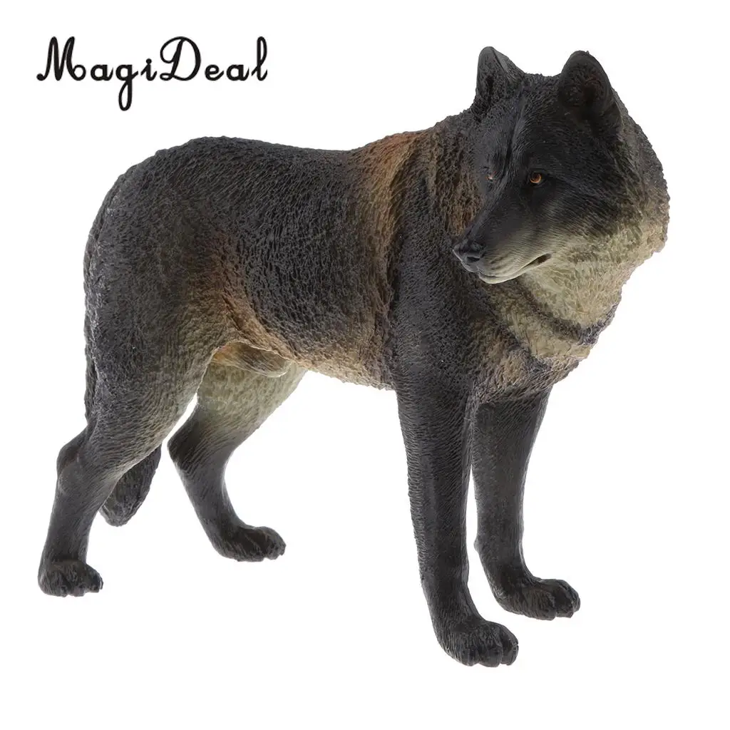 MagiDeal PVC Realistic Animal Model Figurine Action Figures Playset Kids Toy Table Ornament Home Decor Wolf 2Colors